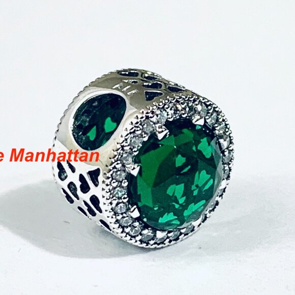 Brand NEW Authentic Pandora GREEN Radiant Charm / Pandora Silver Bracelet - Picture 3 of 9